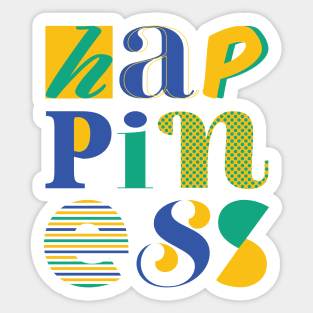 Happiness Typography Design Sticker